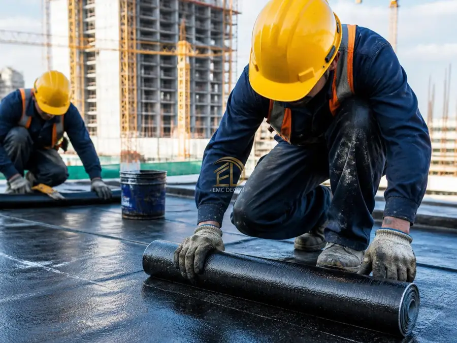 Çatı ve teras betonunda rulo membranların şaloma ile ısıtılarak yapıştırılması